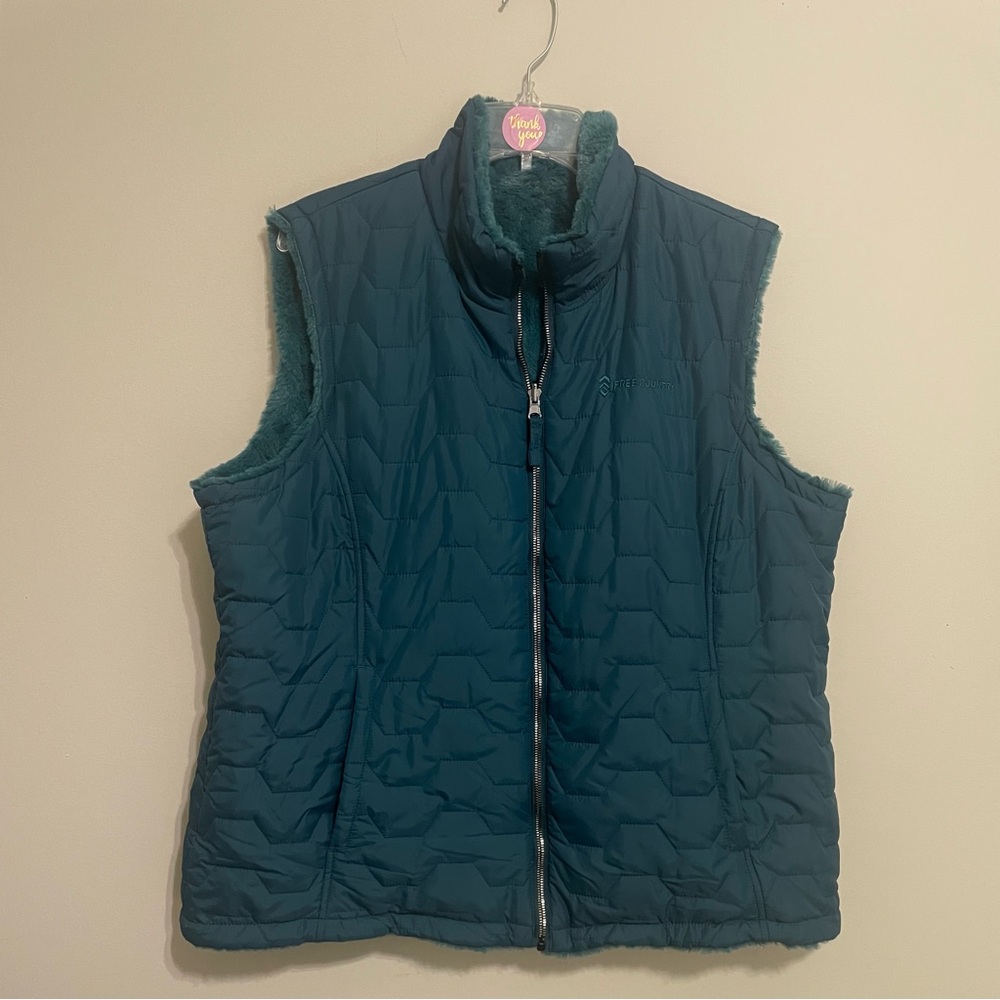 Free Country Women's Quilted Vest in Deep‎ Teal Size XXL Reversible